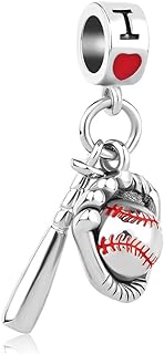 ZakiaHo I Love Baseball Softball Soccor Mom Sports Lover Charms for Bracelets Dangle Charm Bead Compatible with Pandora Charms Bracelets