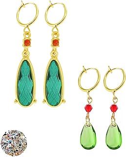 UoYu Anime Howl's Moving Castle Green Water Teardrop Earrings Set & Stickers (Clip On, No Piercing Required)