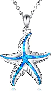 Winnicaca Dolphin Pendant Necklace with Cable Chain - 925 Sterling Silver with Created Opal - Exquisite Ocean Design Gift for Women and Girls