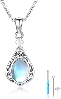 Celtic Knot Urn Necklace for Ashes 925 Sterling Silver Sunflower Ashes Pendant Necklace with Moonstone Memorial Jewelry for Women Girls w/Funnel