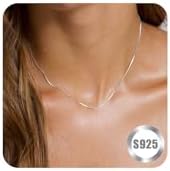 FUNEIA 925 Sterling Silver Necklace for Women Girls Trendy Dainty Real Silver Chain Necklace Simple Thin Box Chain Beaded Chain Snake Chain Herringbone Necklaces Jewelry 14/16/18 Inch