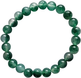Spring Ring Clasp Moss Jade Bead Bracelet with Bead Chain Design - Unisex Accessory perfect for St. Patrick's Day Celebration, Durable and Elegant Natural Stone Beaded Bracelet