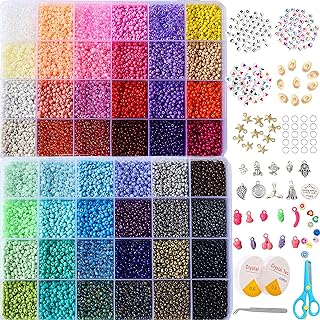 YITOHOP Multicolor Glass Seed Beads & Charms Bracelet Making Kit in Silver - Fun, Educational Craft Set for Girls 8-12 with Starfish & Shell Pendants