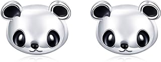 Lovely Panda Bear Stud Earrings Sterling Silver for Women Little Girls Cute Animal Pet Statement Wedding Earring Studs Posts Hypoallergenic Birthday Gifts