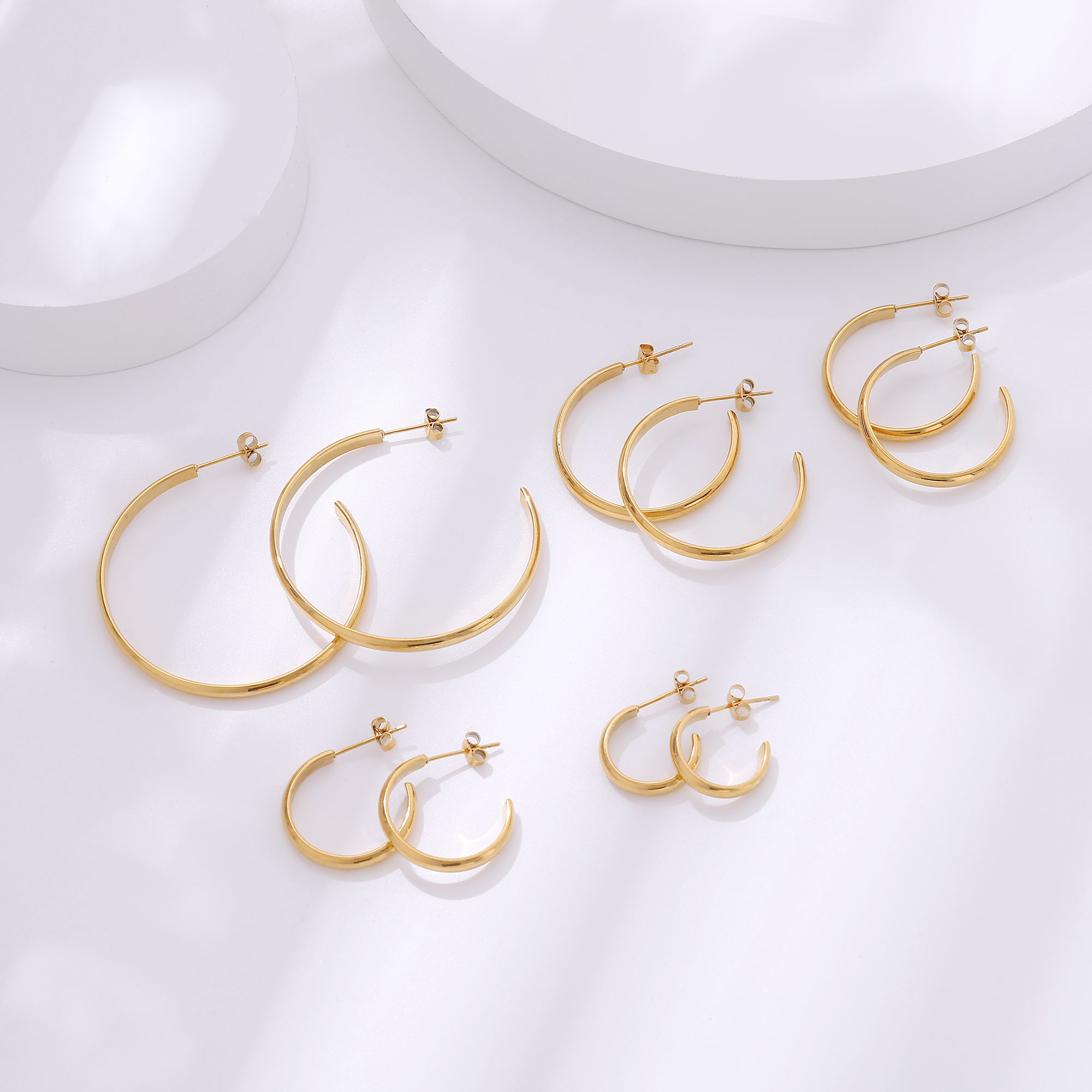 sovesi Gold Hoop Earrings for Women 14K Gold Plated, 3mm Chunky Gold Hoop Earrings, Hypoallergenic Gold Hoops.
