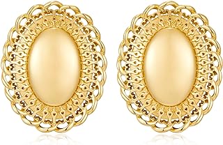 Latch Back Waterdrop Brass Earrings by NEPULOY - Large Gold-Toned Statement Dangles for Women, Round Shape - Without a Gem