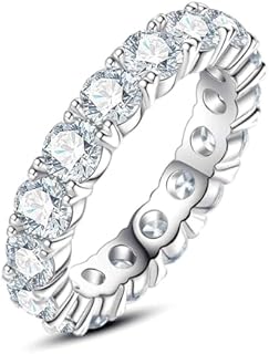 14K White Gold Plated Cubic Zirconia Eternity Ring | 4.0mm CZ Eternity Band | Wedding Band Ring For Women