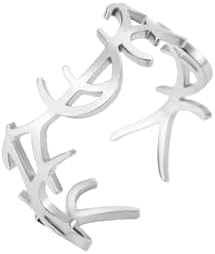 Crown of Thorns Adjustable Ring in Stainless Steel for Unisex, Christian Faith Hope Love Open Finger Eternity Promise Design