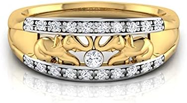 2 CT Cubic Zirconia Elephant Engagement Ring in 14K Gold-Plated Sterling Silver - Round White Gem Unique Ring Design