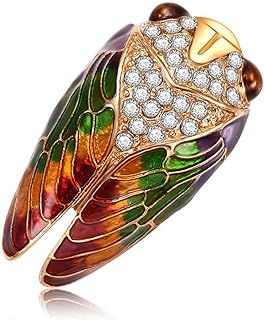 Comelyjewel Cicada Shaped Brooch with Rhinestone Embellishments and Secure Pin Clasp - Fashionable Charm Accessory for Scarves, Badges and Pins