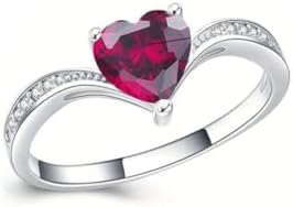 1CT Pink Ruby Heart Engagement Ring in Sterling Silver, Size 7, Ideal Gift for Valentine's and Mother's Day