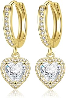 Women's 14K Gold Butterfly Hoop Earrings with Cubic Zirconia Pendants - Trendy Gold Earrings for Any Occasion