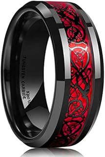 King Will Dragon 8mm/6mm Red/Blue/Green/Orange/Purple/Silver/Black/Azure/Mazarine Celtic Dragon Tungsten Carbide Mens Wedding Band Ring Comfort Fit
