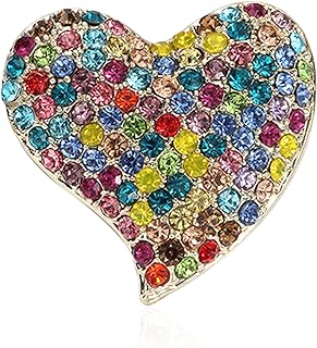 Just Follow Heart Pin Brooch Crystal Rhinestone Heart Brooch Love Pin for Women Girls Valentine's Day Birthday Anniversary Wedding Party Bridal Gifts Clothes Accessories