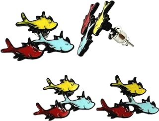 1 Pair Thing 1 Thing 2 Red Fish Blue Fish Cat in the Hat Earrings Dr Seus Earrings stud Gifts for woman girl