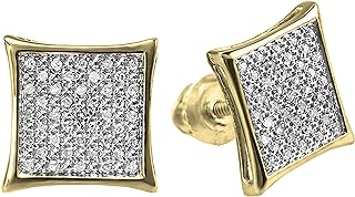 Dazzlingrock Collection Diamond Stud Earrings with Screw Back, Elegant Kite Design-Micro Pave 0.25 Carat Round Diamonds in 10K to 18K Yellow Gold Plated Sterling Silver Perfect for Women