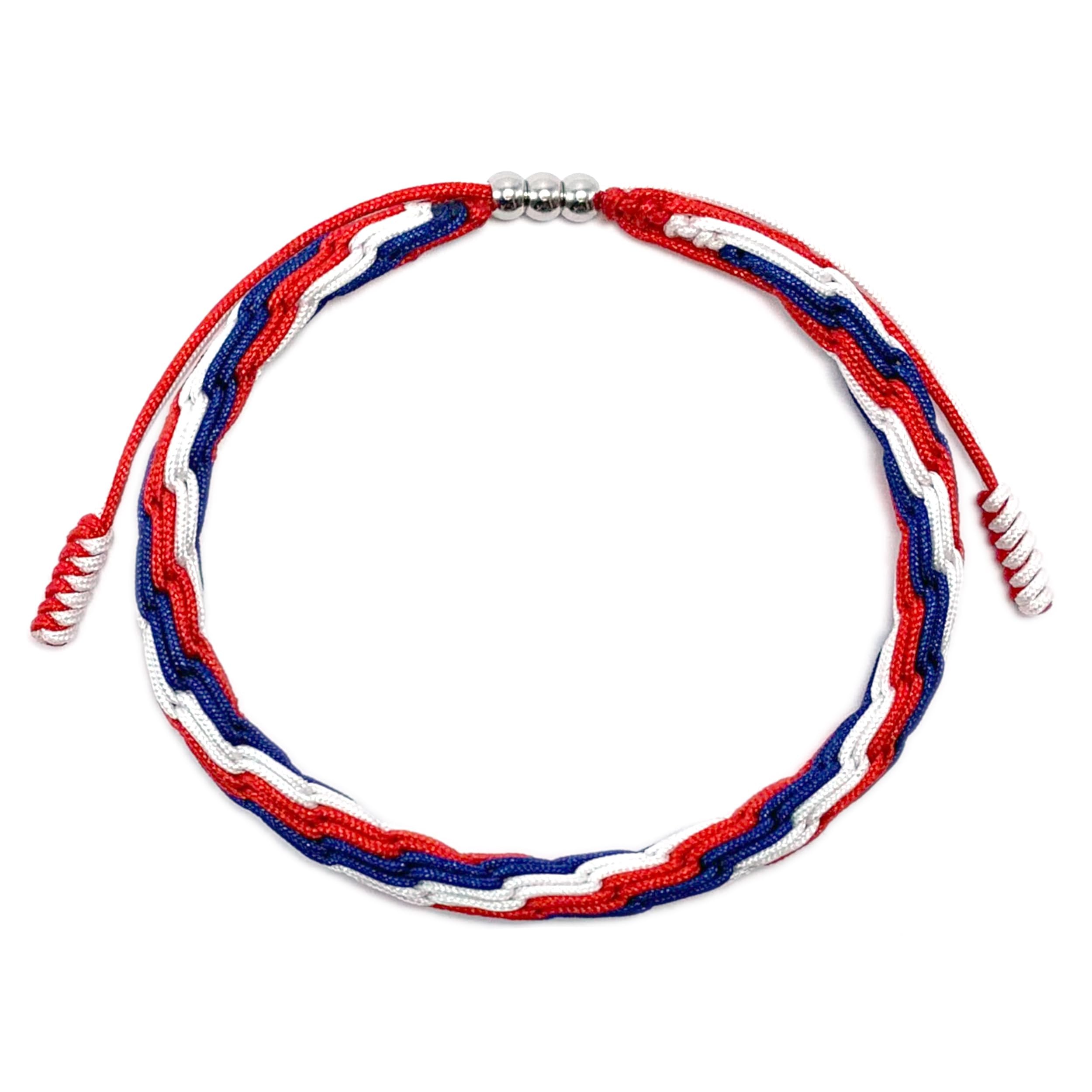 Crystal and Copper Country Pride Cord Chain Bracelet by LAMIBEE - Adjustable Boho Style American Flag Design Unisex Wrist Wrap