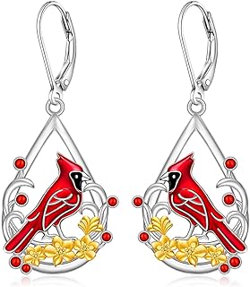 Women's Sterling Silver Dangle Earrings with Lever Back - Cardinal, Flamingo, Sea Turtle, Pineapple, Shamrock, Easter Bunny Designs - Ideal for Casual or Special Occasions