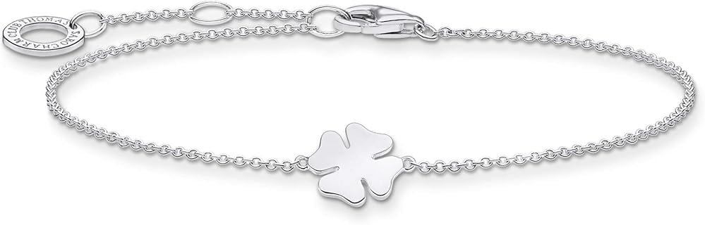 Thomas Sabo Kleeblatt Armband aus 925 Sterling Silber mit Karabinerverschluss und Anker-Kette, 19 mm Länge, elegantes Design, ideal als Geschenk für Damen zu besonderen Anlässen