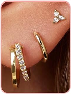 Gold Hoop Earrings for Women Dainty Gold Earrings,Post Enamel Huggie 14k Gold Cartilage Earring Hypoallergenic Earring Multiple Piercing Small Hoop Earrings Gifts for Her