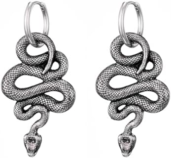 Snake Earrings Stainless Steel Snake Dangle Earrings Personalized Punk Hypoallergenic Fashion Ear Jewelry for Women