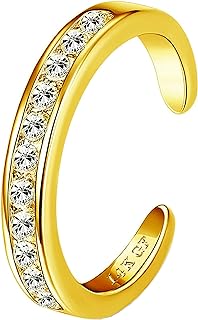 ShinyStyle J4You 14K Gold Filled Toe Rings for Women Adjustable Gold Opal Band Rings Summer Beach Open Opal Toe Rings Foot Jewelry for Summer