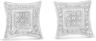 .925 Sterling Silver Diamond Accented 4-Stone Four Pointed Star Shaped Halo-Style Stud Earrings (H-I Color, I2-I3 Clarity) - Choice of Metal Colors