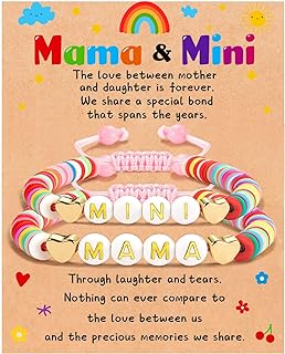 Cute Mother Daughter Bracelets, Mommy and Me Bracelets, Mama and Mini Bracelets, Matching Mother’s Day Christmas Valentine's Day Jewelry Gifts for Girls Women
