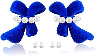 Gold Silver Velvet Bow Stud Earrings for Women Girls, 3D Dimensional Bowtie Stud Earrings, Mnimalist Ribbon Bow Earring Studs, Cute Butterfly Bow Earrings, Dainty Ribbon Knot Earrings, Simple Bow-shaped Earrings