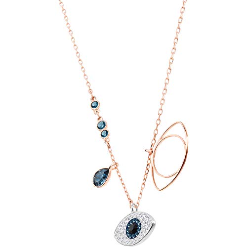 SWAROVSKI women Crystal Duo Evil Eye Rose Gold-Plated Necklace