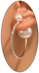 Large Pearl Rhinestone Crystal Hoop Earrings for Women Teen Girls,Gold Silver Cubic Zirconia Statement Hoop Earrings Party Holiday Jewelry Gifts