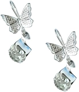 Charm Butterfly Hoop Stone Earrings Crystal Butterfly Drop Dangle Earrings for Women Teen Girls