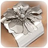 Flower Cuff Bracelet with Wheat Chain, Elegant Gold and Silver Alloy Bangles for Women, Jewelry Gifts for Special Occasions