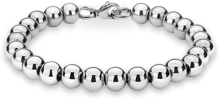 Lobster Claw Clasp Stainless Steel Bead Necklace with Bead Chain Design for Men and Women, Versatile Shape Jewelry Kingdom 1