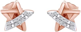 Diamond Accent Star Stud Earrings in 14k Gold Plated Sterling Silver For Women (0.05 Carat, I-J Color, I2-I3 Clarity) Valentine's Day Gift For Her