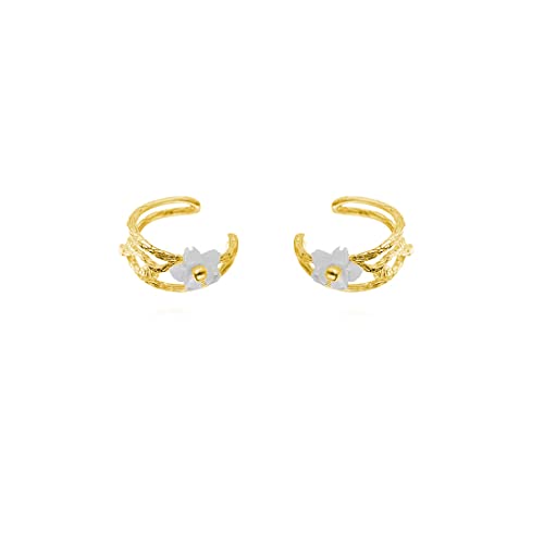 Solid 925 Sterling Silver Flower Cuff Clip-On Earrings Cartilage Wraps for Women Girls Helix Ear Cuffs No Piercing