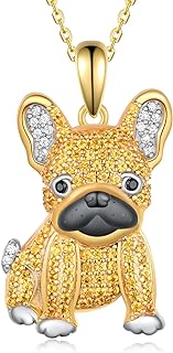 Dog Necklace 925 Sterling Silver Husky/Dachshund/Pug/Schnauzer/French Bulldog Necklace Cubic Zirconia Premium Puppy Dog Pendant Jewelry Gifts for Women Girls