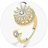 Sunflower Spinner Ring for Women Open Adjustable Ring Rhinestone Flower Ring Sunflower Ring Jewelry Gift for Women Girl