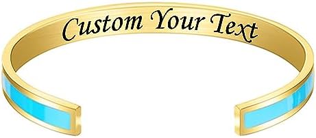 Motivational Butterfly Cuff Bracelet with Box Chain for Women & Men, Stainless Steel Customizable Heirloom