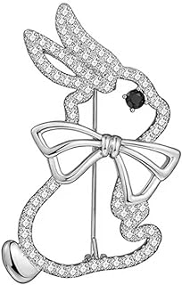Diamond-Inlaid, Copper Butterfly Brooch with Adorable Bow Bunny Design by Shejuety – Versatile Clip-On Accessory for Daily Wear and Special Occasions