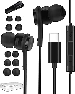 Hoyromany USB-C-Kopfhörer mit 45° In-Ear-Design, HiFi Stereo Sound und Geräuschabschirmung, inklusive Mikrofon und weiten Kompatibilitäten, ideal für lange Nutzung