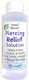 Sea Salt Nose Ring Soothing Solution by Urban ReLeaf in Healing Natural Formula for Adults with New or Irritated Piercings, Keloid Treatment Design