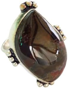 Adjustable Elegant 925 Silver Clasp Bloodstone Engagement Ring, Handcrafted Artisanal Gem Ring for Women, Unique Oval Design, Imported from India