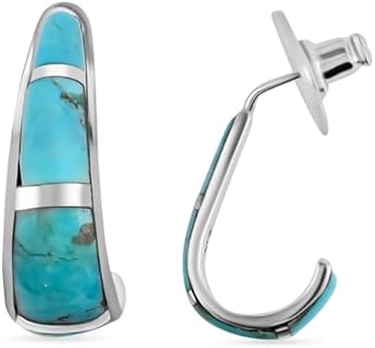 Shop LC Santa Fe Style Multicolor Turquoise Hoop Earrings for Women 925 Sterling Silver Boho Earrings Western Jewelry for Women Birthday Gifts for Women