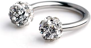 Ruifan Crystal Nose Septum Horseshoe Earring Eyebrow Lip Helix Tragus Cartilage Piercing Ring 16G 8mm