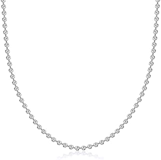 PORI JEWELERS 925 Sterling Silver 3mm, 4mm, 5mm Moon Cut Bead Chain Necklace - Made in Italy - Yellow, Silver