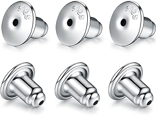 Catinee Locking Earring Backs for Studs,14k Plated White Gold Earrings Back for Studs Secure,Hypoallergenic Earring Backs Apply to Earring Backs for Droopy Ears(6pcs/3pair)