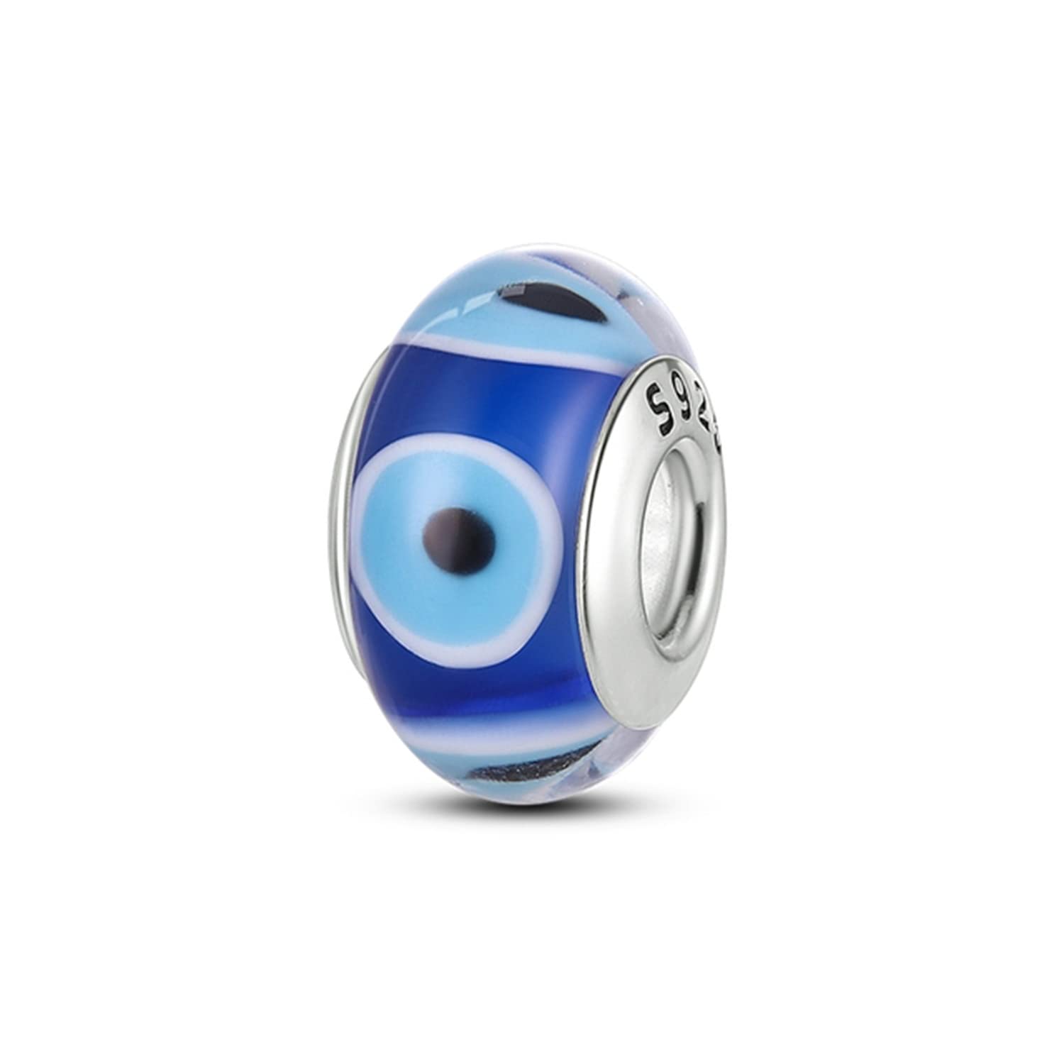 Evil Eye Murano Glass Charm, Murano Glass Charm, Bracelet, Charm For Birthday Gifts For Her, Pandora Fit Charm