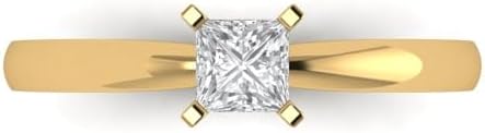 Clara Pucci 14k Yellow Gold, 0.5Ct Princess Cut Engagement Ring, Lab-Created Diamond, Eco-Friendly Anniversary Jewelry, Size 3.5