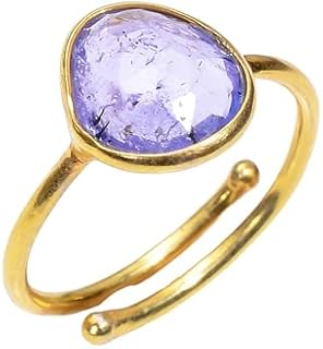 Natural Blue Tanzanite 925 Sterling Silver Adjustable Wedding Engagement Ring for women